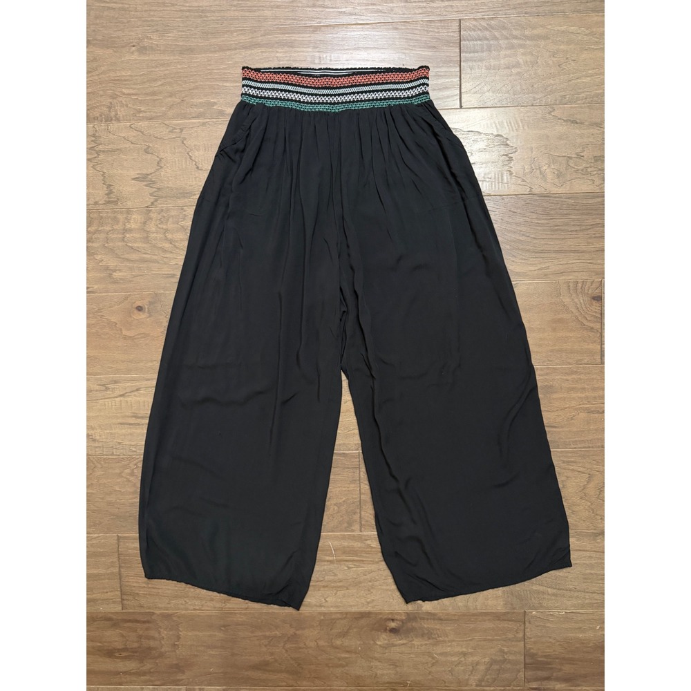 Women’s Black Swim Coverup Pants with Decorative Waistband
